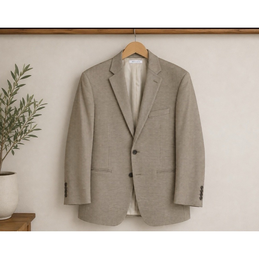 Calvin Klein Men's 46S Silk Wool Micro Check Blazer Sport Coat